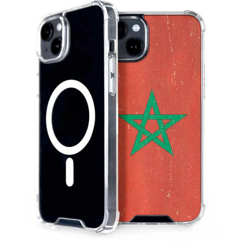 Morocco Flag Distressed iPhone 14 MagSafe Case